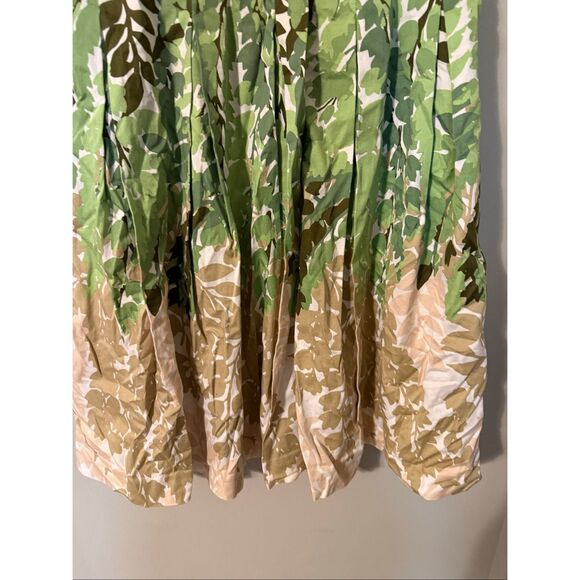 Talbots Size 6 Petite Faux Wrap Sleeveless A-Line Dress Green Ombre Leaf Print - Picture 9 of 12
